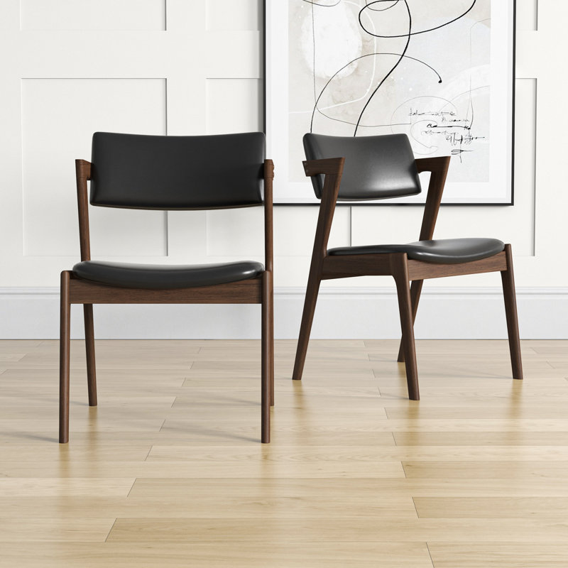 Chaise d'appoint en cuir végétalien noir Breauna