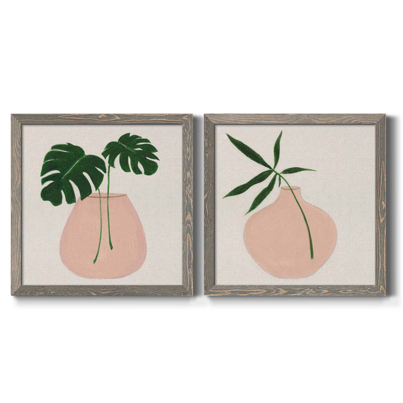 Simple Nature III - Ensemble de 2 peintures sur toile encadrées, Encadré gris, H 17 po x l 34 po x P 1,5 po