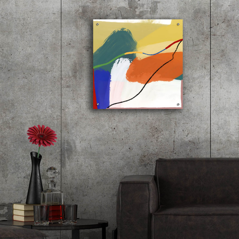 Art mural en verre Wrought Studio ™ «A Sunday In The Mountain» par Cesare Bellassai, H 24 po x l 24 po x P 0,2 po