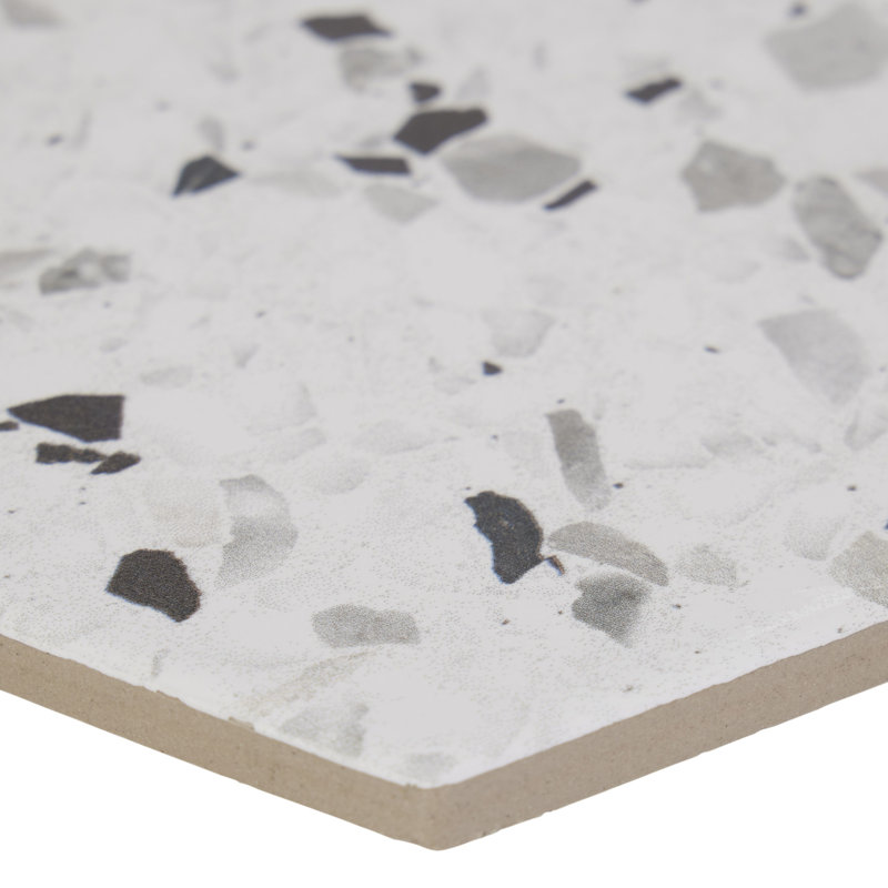 Sparkle 10" x 8" Porcelain Stone Look Wall & Floor Tile, White/Black