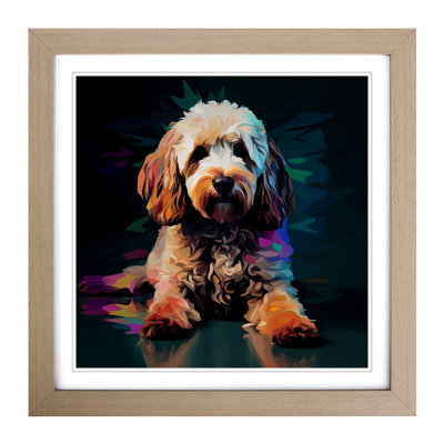 Cockapoo Glitch Art - Single Picture Frame Print on Wood