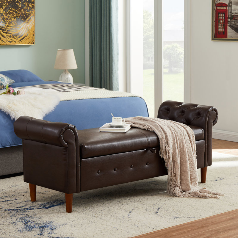 Bennison Upholstered Ottoman, Black, Faux Leather