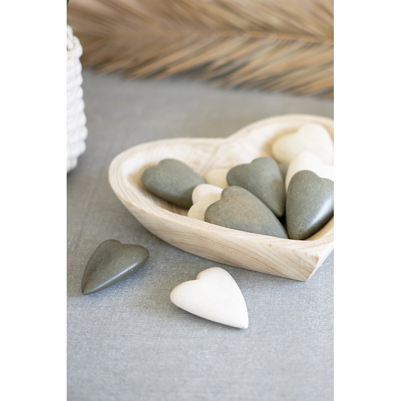  Hand Carved Wood Heart Bowl Decorative Tabletop Decor Accent Natural Brown Finish
