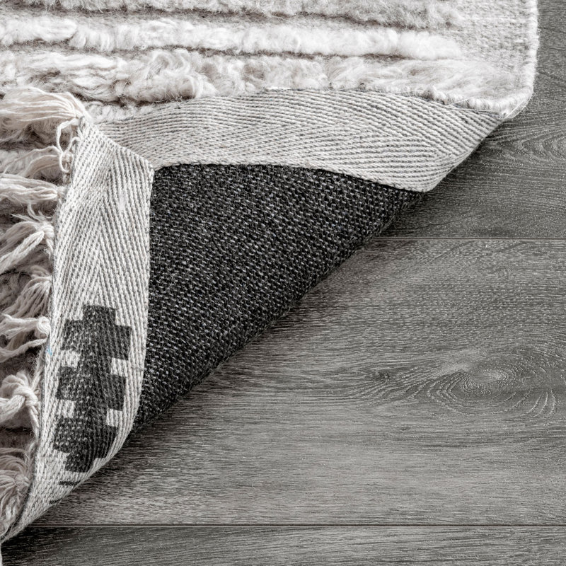 Tapis gris noué à la main Mehaya, Rectangle 5 pi x 8 pi