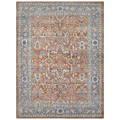 Hand Knotted Wool Area Rug in Rust And Blue