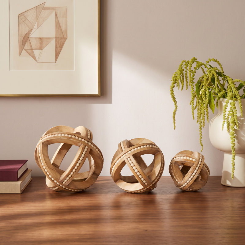Nick 3 Piece Metal Sculpture Set, Brown