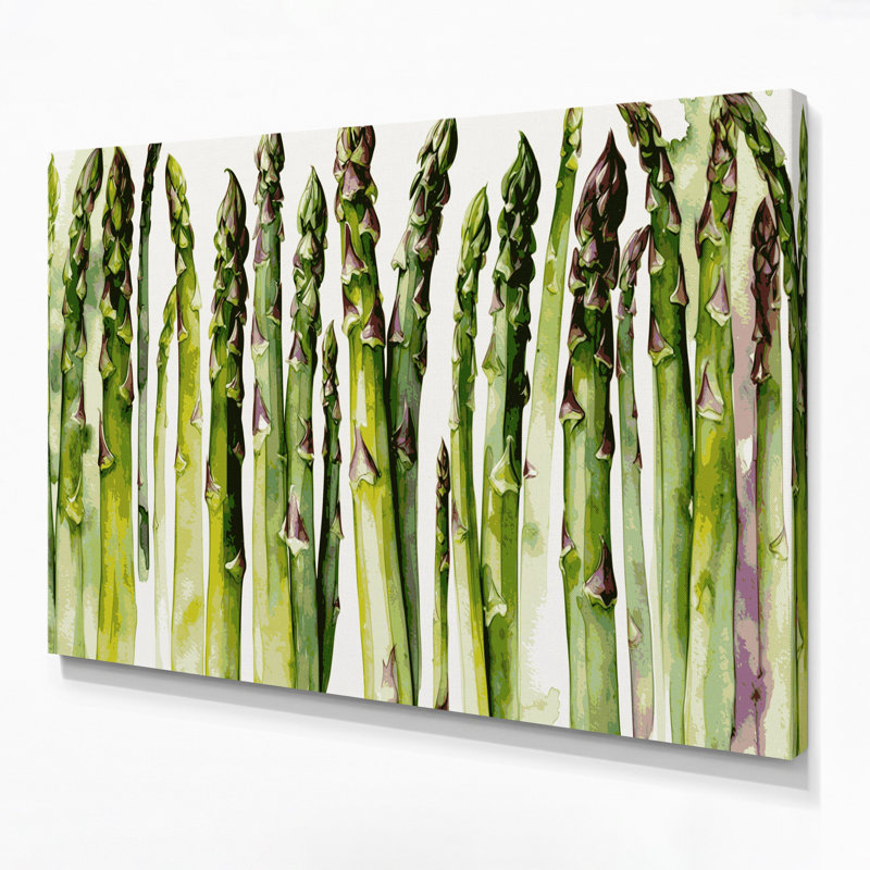 Art végétal sur toile vert légumes asperge, H 11 po x l 14 po