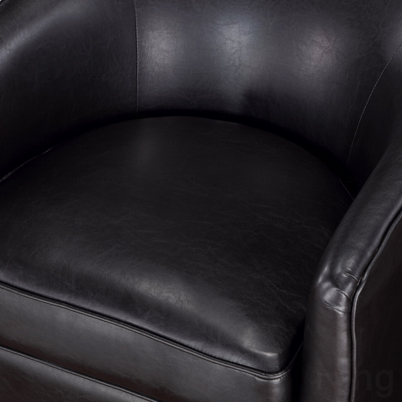 Chaise pivotante en similicuir, Noir, noir, noir, noir