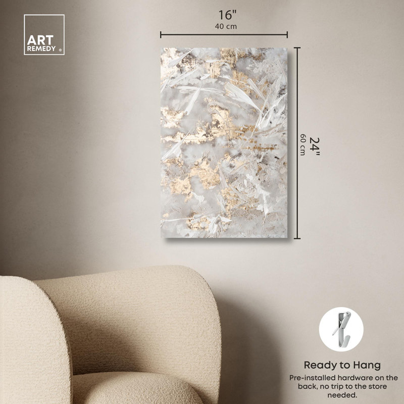 Celestial Gold 2, toile élégante abstraite dorée par Art Remedy, Toile tendue, H 24 po x l 16 po