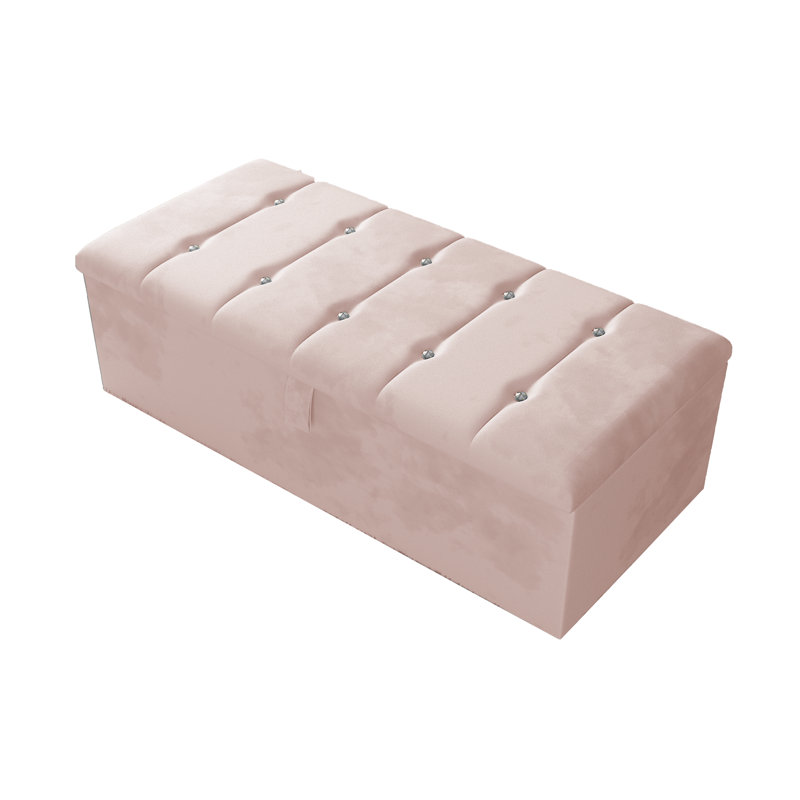 Tullyrusk 102cm Wide Tufted Rectangle Striped Standard Ottoman with Storage, Pink