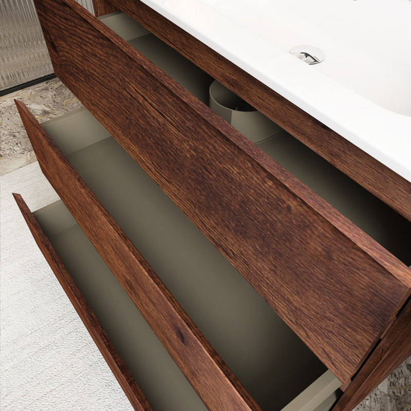 Meuble-lavabo sur pied 36 po avec lavabo et 3 trous de robinet 36 po, Noyer