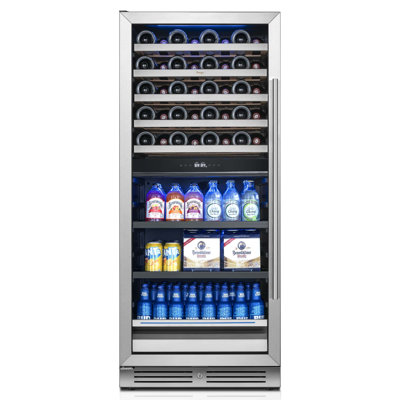 Yeego Dual Zone 23.4" 40 Bottles and 112 Cans Wine and Beverage Refrigerator Freestanding/Build-in Cooler