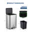 Poubelle à pédale en acier inoxydable à fermeture en douceur - Poubelle rectangulaire avec seau intérieur amovible, couvercle, conception peu encombrante pour la cuisine, le bureau, la salle de bain, 4 gallons / 15 L, argent-125335809-125335808