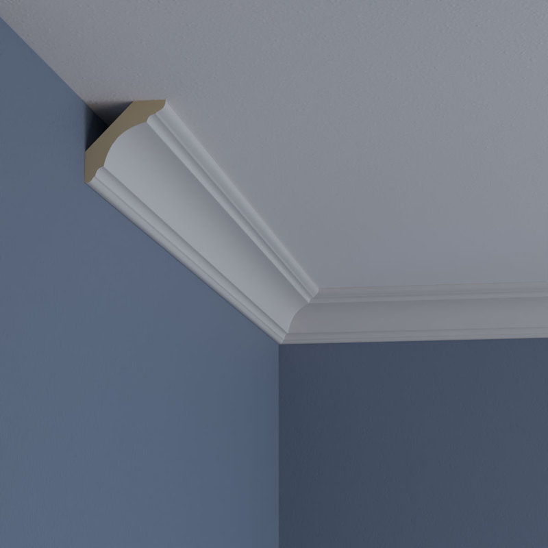 Eris Smooth White Urethane Crown Moulding, 94.5" Length