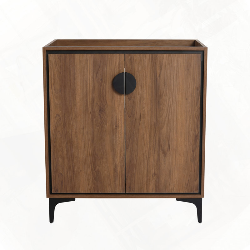 Armoire de meuble-lavabo autoportante avec cadre en bois d'ingénierie à deux portes