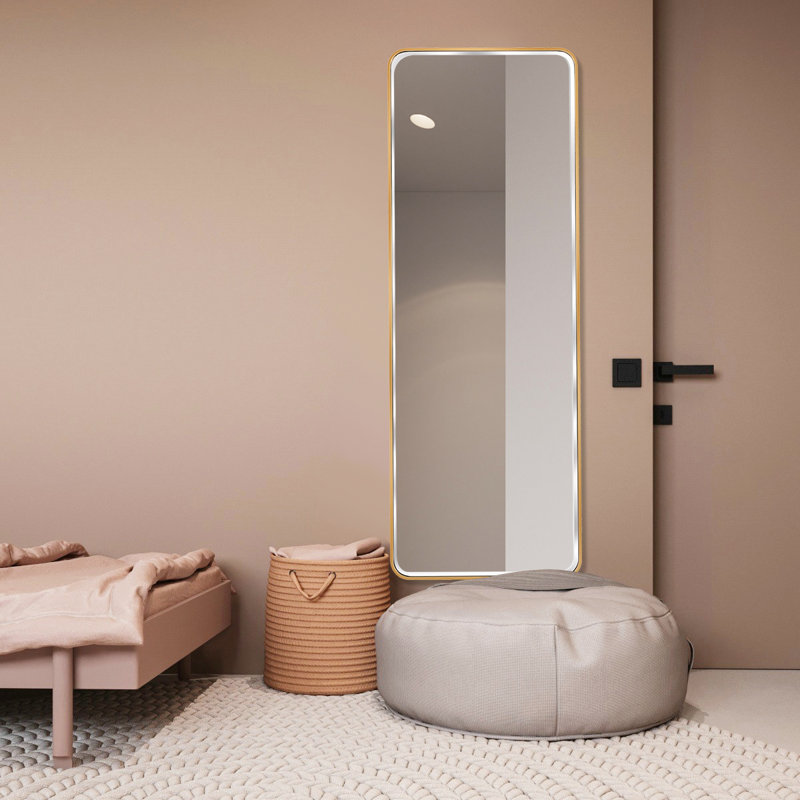Kallas Metal Flat Wall Mirror, Satin Brass/bevel edge