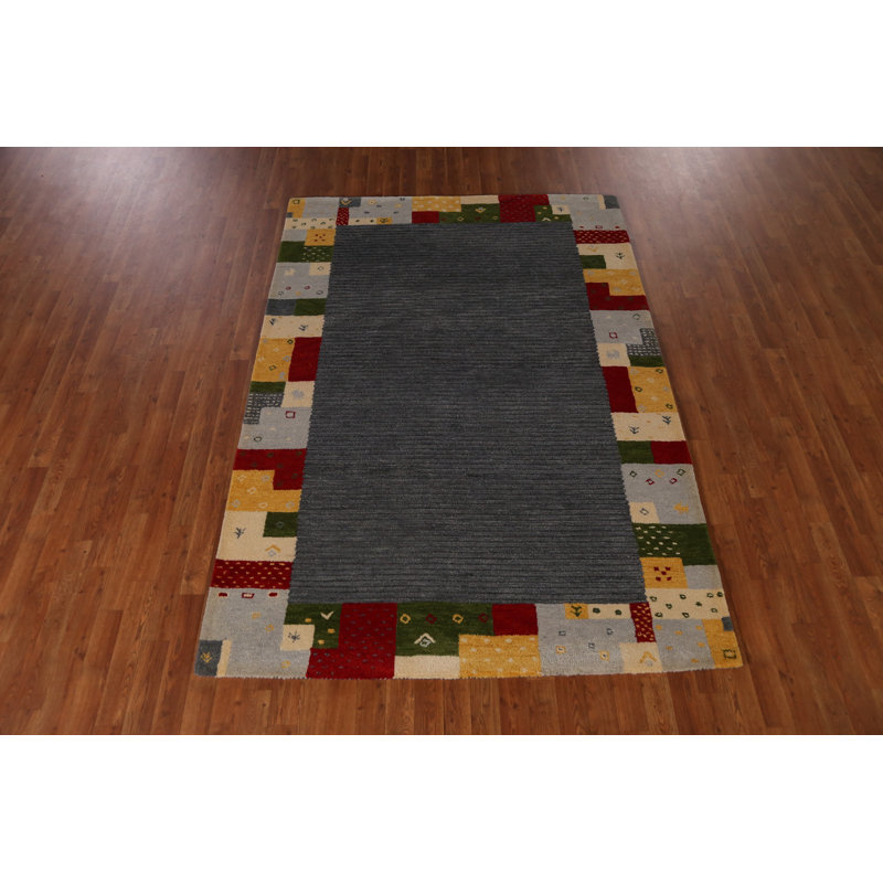 Tapis rayé à motif géométrique Gabbeh