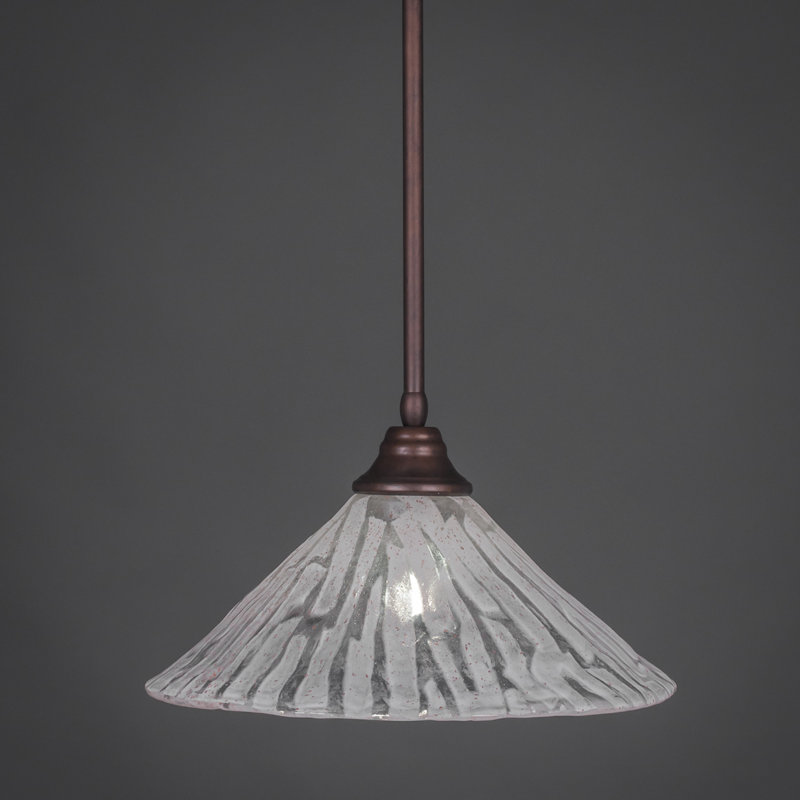 Stem Hung Pendant With Glass, Bronze, 16", Tiger Glass