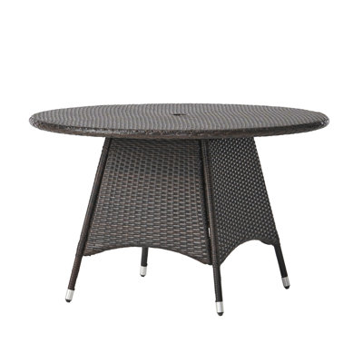 Rd Patio Dining Table, 48"X48"X28.25", Brown Pe , Iron Frame, Water , Enhances Style Outdoor Furniture Brown, & Stylish Design
