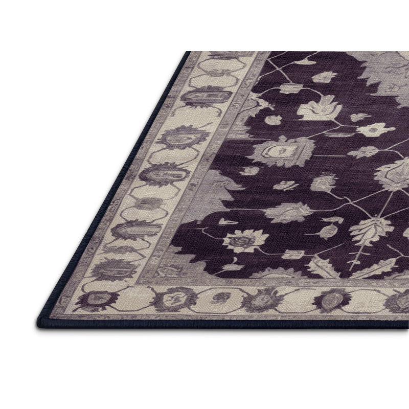 Machine Washable Overdyed Purple Area Rug, Rectangle 8' x 10'