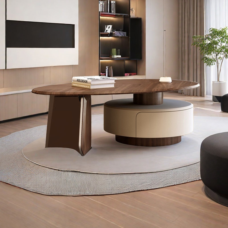 Minimalist walnut grain coffee table living room