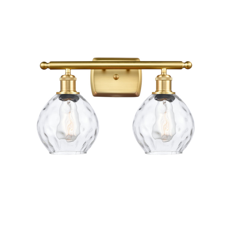 Pomeroy 2 - Light Dimmable Vanity Light, Clear, 6 Watt Vinage LED Bulb, Brushed Satin Nickel