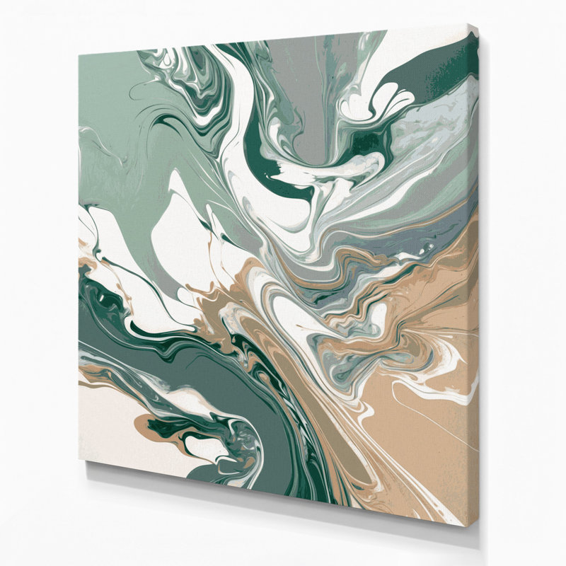 Abstrait art fluide sur toile brune 56, H 12 po x l 12 po