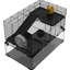 Cage à hamster de 31 po, noire avec conception pratique, bassin en verre, rampes, plateformes, cabane, roue d'exercice pour nid d'animaux, hamsters ergonomiques et