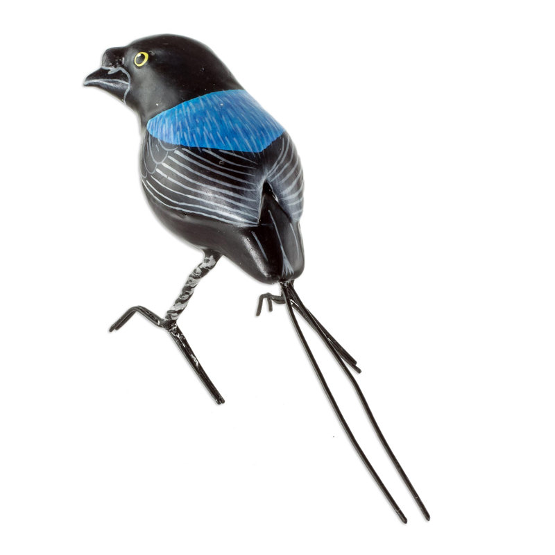  Handmade Long-Tailed Manakin Ceramic Sculpture