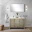 Meuble-lavabo double rustique 48 po X 20 po, comptoir en quartz blanc, robinet en or rose et 43 miroirs de salle de bain à miroir Baroness, élégant