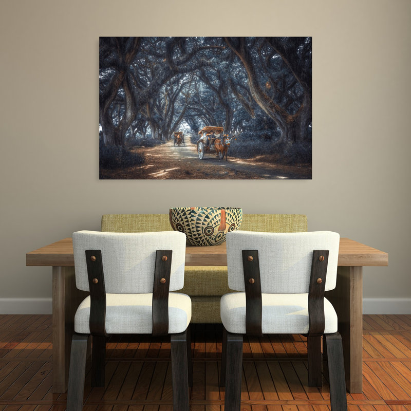 «Enchanted Tree Tunnel Journey», impression dramatique mystique et paisible, paysage de forêt, art mural, H 32 po x l 48 po