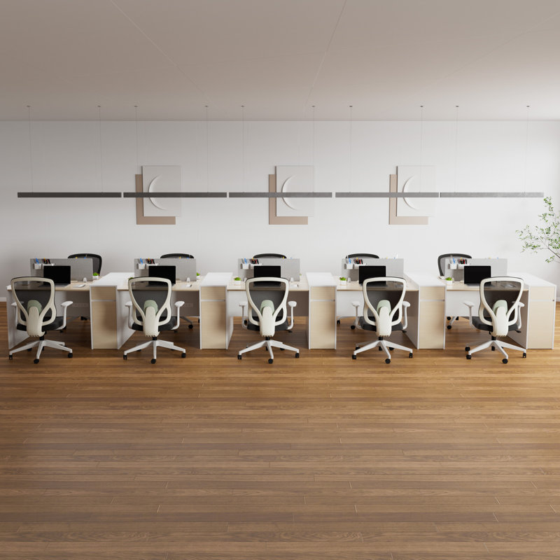 Okeysen 10 Person Benching Workstation & 10 BIFMA Certified Office Chairs Set, 10