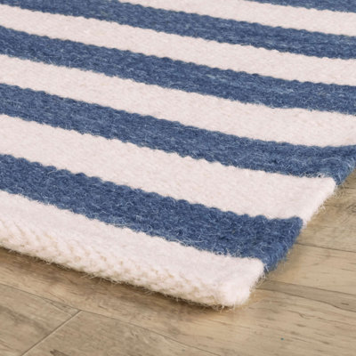 Tapis en laine bleu marine / ivoire Renelso