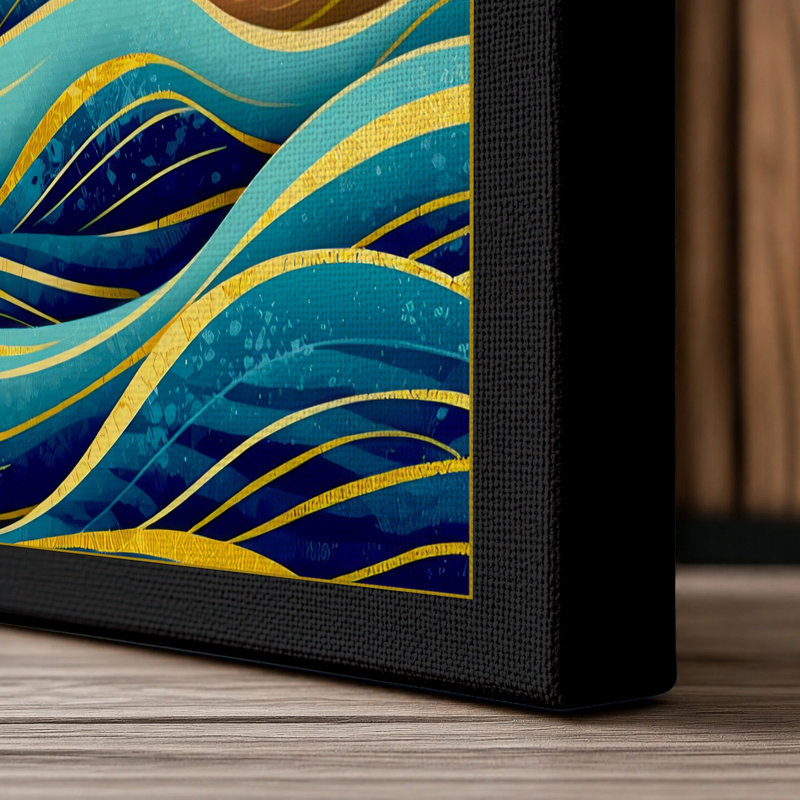Rolling Waves in Harmony Modern - Wrapped Canvas, 36x24 - 91.4 x 61.0 cm, Black Border