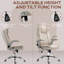 Fauteuil de bureau blanc crème avec huit modes de massage par vibration et siège réglable rabattable pour un massage productif, fonction de la chaleur, hauteur et