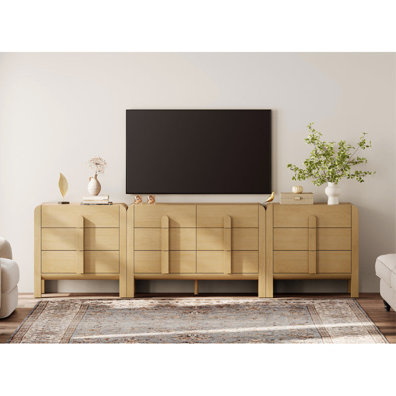 Adora Modern Dresser TV Stand For Tvs Up To 120 Inch, 3-In-1 Mid Century Entertainment Center With Storage, Wood Media Console Table With 12 Drawers For Living Room Bedroom