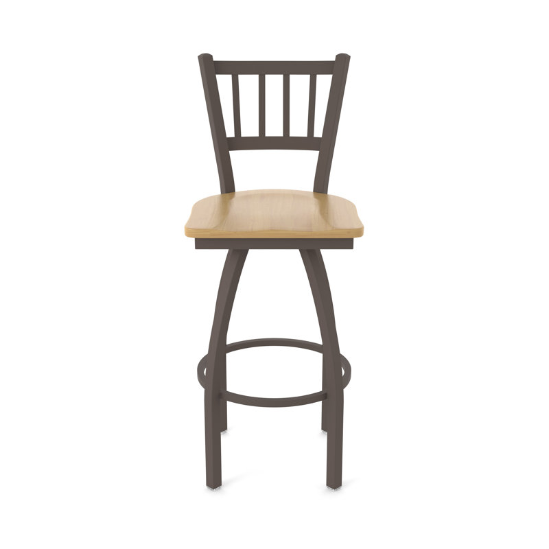 Tabouret de bar rotatif 25 po Nicolai, Bronze, Bois - Érable naturel, Tabouret de bar (siège d’une hauteur de 30 po)