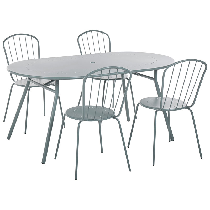 Irsa 4 - Person Patio Dining Set Umbrella Hole Included Oval Table with Cushions Included