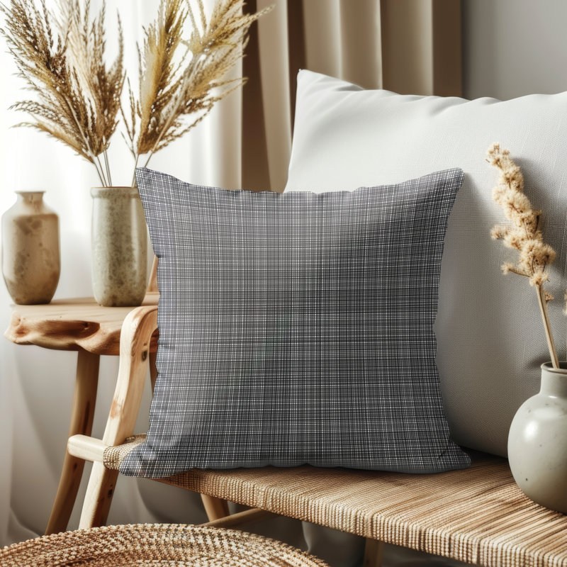 Housse de coussin, Gris à rayures, H 14 po x l 14 po