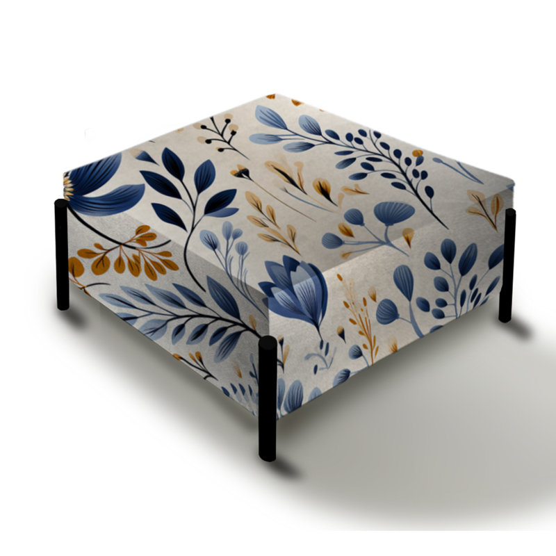 Moroccan Influence Floral Botanic II - Grand repose-pieds carré floral