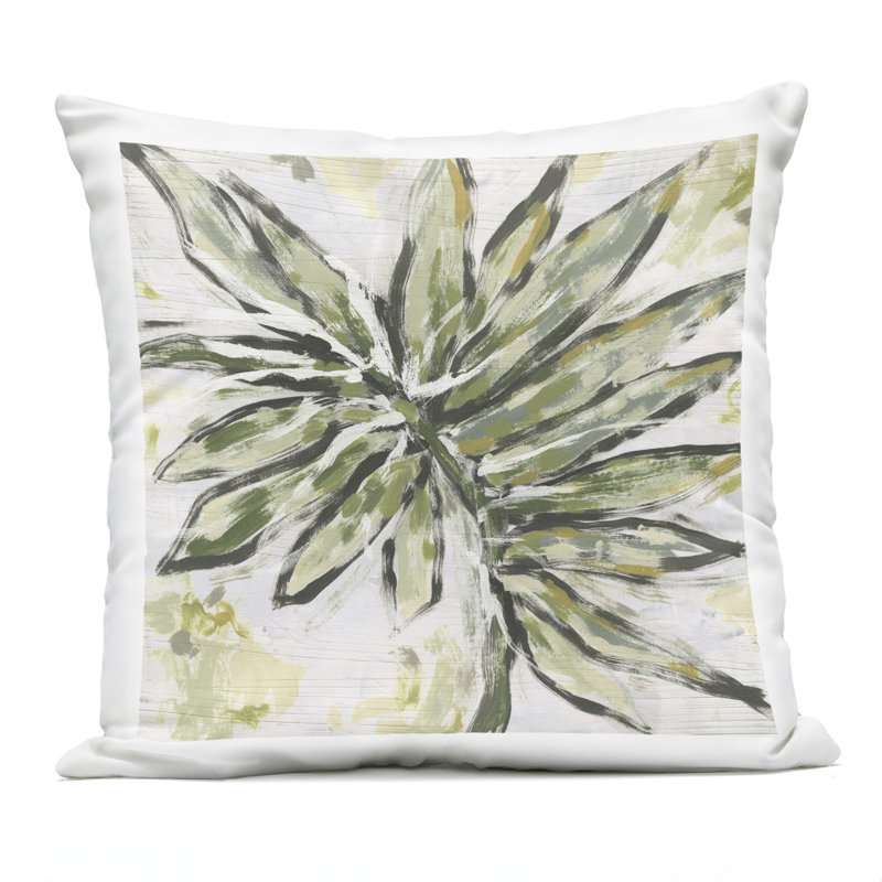 Conception de coussin d'extérieur imprimé feuilles de palmier biologique par June Erica Vess, Feuillu 2