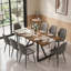 Ensemble de salle à manger rectangulaire en bois de style industriel moderne du milieu du siècle, 9 pièces, avec chaises en similicuir-131643607