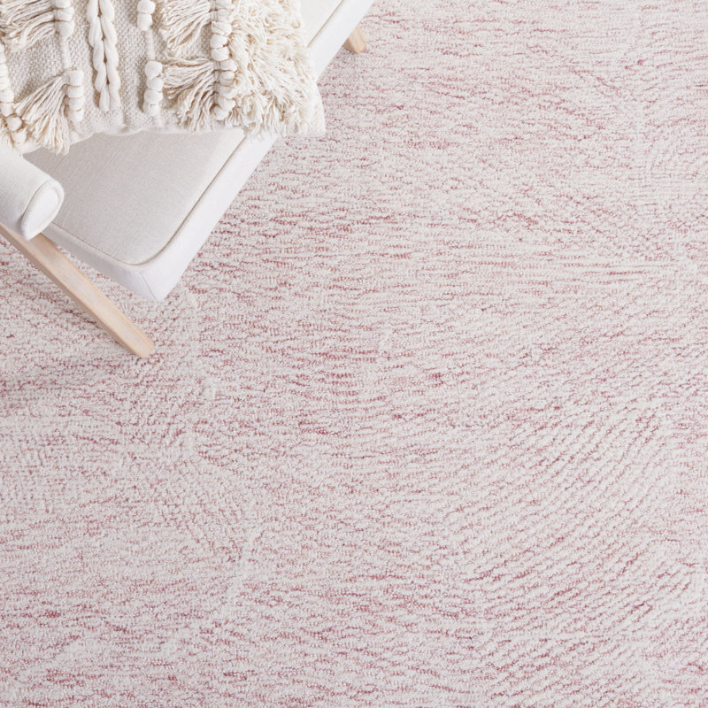 Tapis uni en laine et coton touffeté à la main Goin, Rond 6 pi