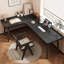 Bureau d'écriture en bois massif noir en forme de L-1319576075-1319576085