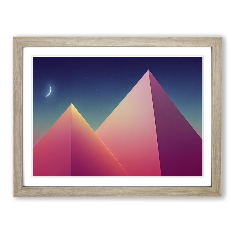 XH1022-6160X Modern Pyramids Vol.3 - Single Picture Frame Print, 46cm H x 64cm W x 2cm D, Oak Framed