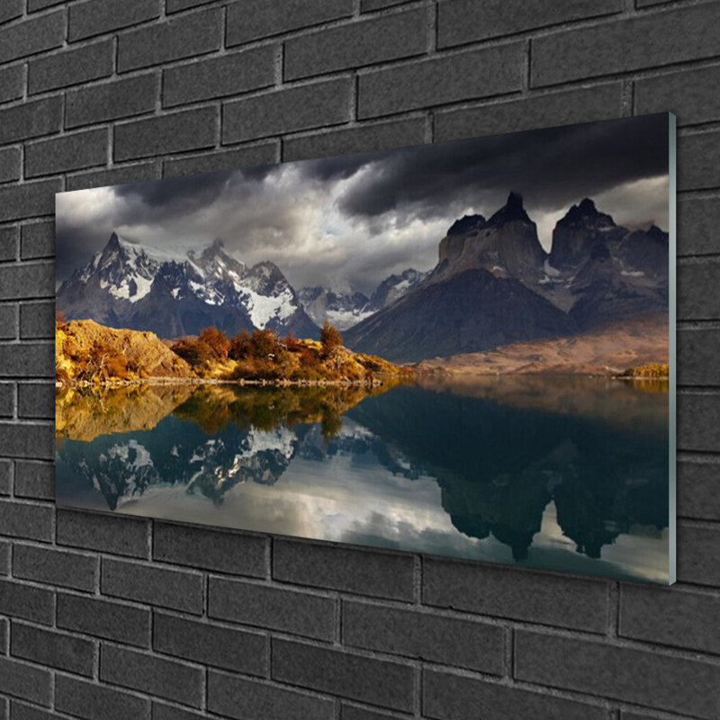 Landscape Mountain Lake - No Frame Print on Glass