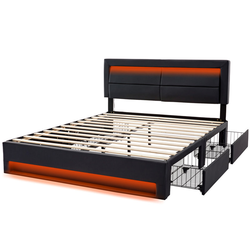 Dawsyn Upholstered Ottoman Storage Bed, Double (4'6), Black