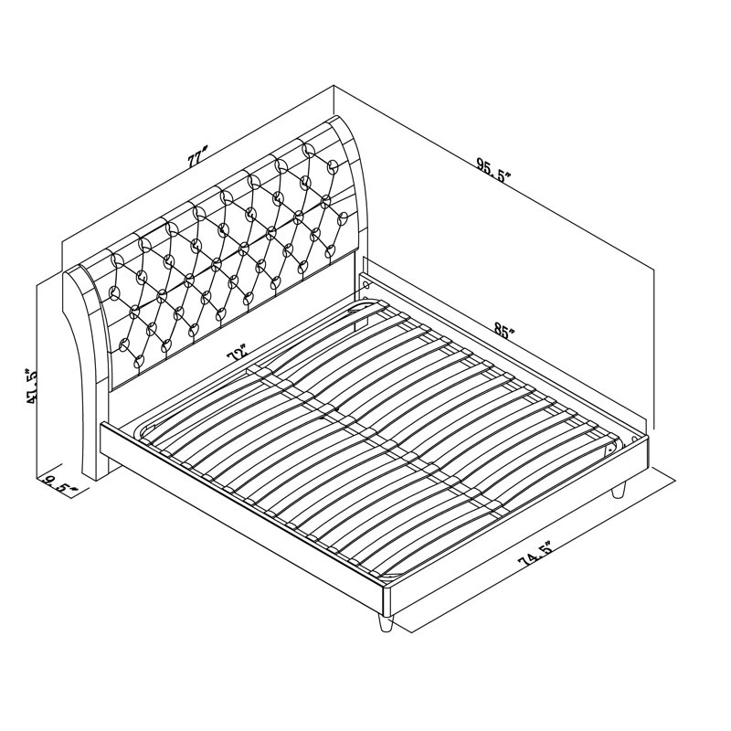 Upholstered Platform Bed, California King
