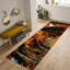 Tapis doux à motif abstrait non tissé avec motifs géométriques complexes de bleu et de beige pour un décor moderne et élégant-114321145