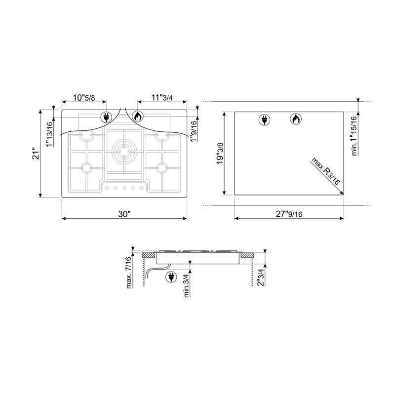 Classic 30" Gas Cooktop Spr Knobs